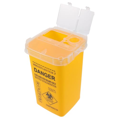 Kanülenabwurfbehälter, 1 Liter (1000ml) Sicherer Abwurfbehälter für Kanülen und Spritzen - Entsorgungsbox mit Deckel für Biohazard Nadelentsorgung, Tattoo und Medical