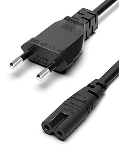 BICMICE 3M Netzkabel Stromkabel Strom Kabel Stecker Typ C Eurostecker auf C7 Buchse Euro-Netzkabel Kleingerätekabel Euro 8 TV Blu-Ray Haushaltsgeräte Netzteile - Schwarz