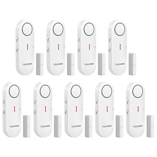 TechRise Türalarm Fensteralarm Einbruchschutz Türalarmsensor, 3-fache Lautstärkeregelung Drahtlose Home Security Alarmanlage mit Türklingel, Schnell installiert für Haus/Hotel/Wohnung/Garage（9er-Set）