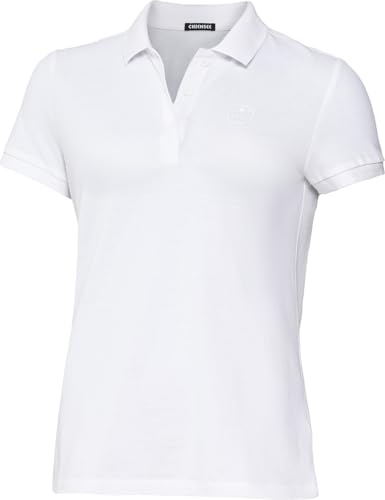 Chiemsee Poloshirt Damen, Tshirt Damen aus 100% Baumwolle, atmungsaktives Kurzarm Shirt mit klassischem Polokragen, Weiß, Gr. L