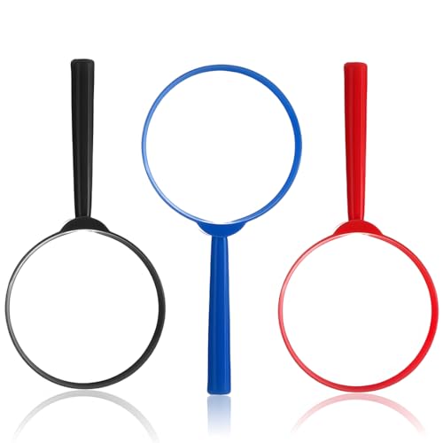LuLiyLdJ 3 Stück 60mm 3X Lupe Kinder aus Kunststoff Acryl, Becherlupen für Kinder, DetektivGeburtstag, Party-mitgebsel, Detektiv Set Kinder