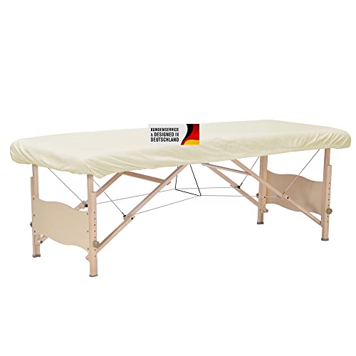 Promafit Massageliegenbezug für Massageliege Massagebank Therapieliege Massagezubehör Spannbezug mit elastischem Gummiband aus Baumwolle Farbe Natur (1-teilig)
