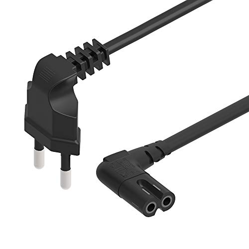 Ancable 3M Netzkabel Stromkabel 2 polig, C7 Kabel Eurostecker Stromkabel 90° Euro Netzkabel für Samsung Fernseher LG Philips Sony Panasonic TV PS5 PS4 Xbox PC Kleingerätekabel - Schwarz