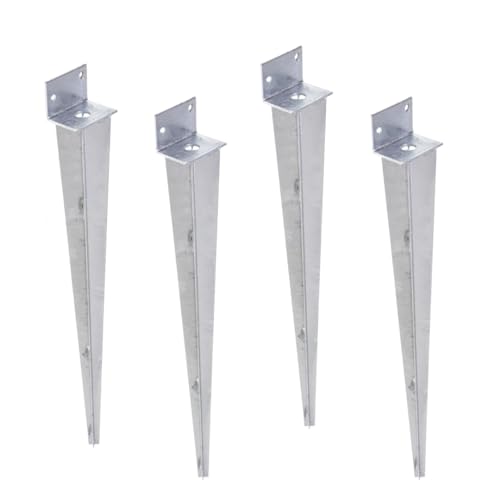 Aqbau® 4er Set Einschlag-Bodenhülse L 40 x 500 mm, Pfostenträger, Einschlaghülse, Einschlagbodenhülse Feuerverzinkt, Bodenhülsen für holzpfosten, Einschlaghülse, Erdspieß, L form