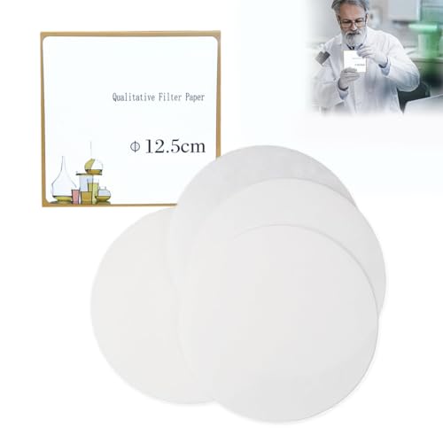 LAJUP 100 Stück Qualitatives Lab Filterpapier,Labor Filterpapier Rund Laborfilter,Qualitatives Lab Filterpapier Mit Mittlerer Fließgeschwindigkeit,Für Laborbedarf Chemische Anwendungen(12.5Cm)
