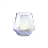 FVCTGHZ 300 ml Glas, bunt, sechseckig, transparent, Wasserglas, Milch, Saft, Getränkebecher, ausländischer Weinbecher for Küche und Zuhause, Glasbecher