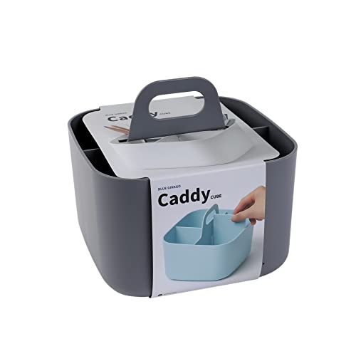 BLUE GINKGO Stapelbarer Organizer-Caddy – Tragbare Aufbewahrung aus Korea für Bad, Büro, Bastel- oder Schulbedarf (Quadratisch, Grau)