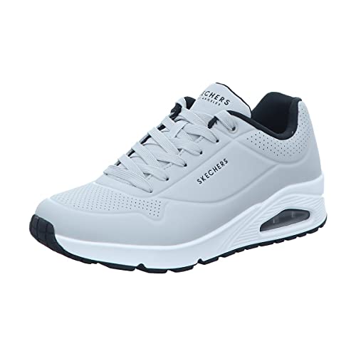 Skechers Herren UNO Stand ON AIR Sneaker, Light Gray Durabuck/Black Trim, 43 EU