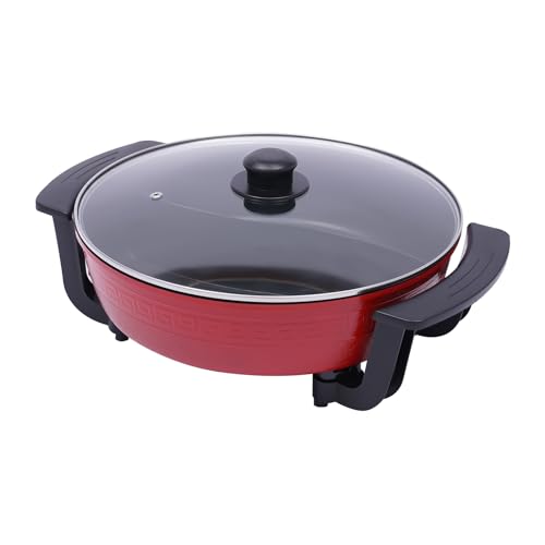 1300W 6L Electric Twin Hot Pot with Lid Kitchen Skillet Countertop Cooking Pan Bestron Elektrische Partypfanne, Multifunktionspfanne Glasdeckel, Antihaftbeschichtet Partypfann, Es Ist Leicht Zu Beoba