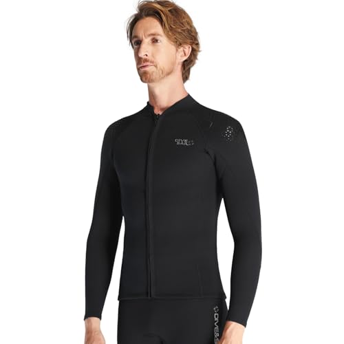 Neoprenanzug Jacke für Herren 1.5mm Neoprenanzug Oberteile Warmhalten Langarm Frontreißverschluss Neoprenoberteil für Tauchen Surfen Schnorcheln Schwimmen Wassersport 3XL Größe