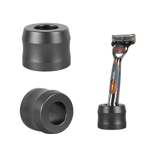 Linkidea 2 Stück Rasierständer aus Aluminiumlegierung, Öffnungsdurchmesser 22 mm, Herren-Rasierständer für Badezimmer-Arbeitsplatten, kompatibel mit Fusion 5 Power, ProGlide Shield Power (grau)