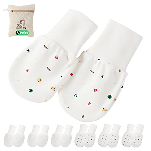 One enjoy 6 Paare Fäustlinge Baby No Scratch Fäustlinge Handschuhe Babyhandschuhe Keine Kratzhandschuhe für 6-12 Monate Jungen Mädchen