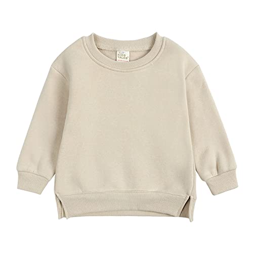 Pullover-Sweatshirt für, einfarbig, für Babys, Überlack, Mädchenoberteile Mädchen Langarm Shirt 140 (Beige, 2-3 Years)