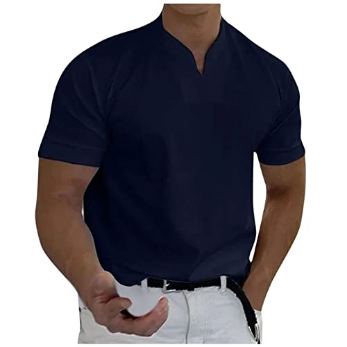 Herren Sport Tshirt v Ausschnitt Kurzarm Mittelalter Übergrößen Herren Schlankmacher Weisse Tshirts Herren Top Schlankmacher ESD T-Shirt 4141-Marine XL 4141