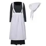 BPURB Damen Pionier Kolonialkleid Pilgerkostüm Bürgerkrieg Kleid viktorianisches Dienstmädchen Bauernkostüm mit Schürze