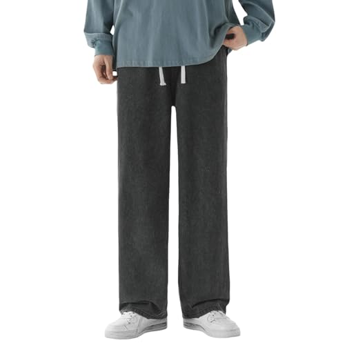 WKAYsIV Wanderhose Herren Winter Teddy-Fleece, warm gefütterte Winterhose, gerades Bein, Plüsch-Fleece, Thermo-Jeans Herren Hose Olive(Dunkelgrau L)