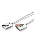 Custom4U Personalisierte Foto Umschlag Medaillon Silber mit Bild Liebesbriefumschlag Kette mit Gravur Briefumschlag Medaillon Silber zum Öffnen für Bilder Geschenke für Muttertag Weihnachten