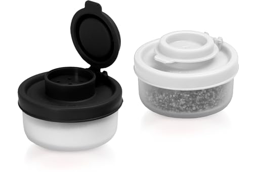 SIGNORA WARE Salz- und Pfefferstreuer, 2er-Set, Mini, Transparent mit rotem Deckel, Kunststoff, Gewürzstreuer, ideal für unterwegs, Camping, Picknick, Outdoor, Küche, Lunchboxen, Reisen