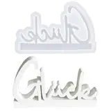Silikon Gießformen, Gießformen Silikon, 3D Gießformen Silikon Antihaft Gießforme Brief Glück, Gießformen, für Sojawachs Kerzen Seife Gips