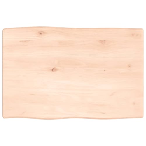 vidaXL Tischplatte, Holzplatte für Tisch Esstisch Couchtisch, Massivholzplatte Handgefertigt mit Baumkante, Ersatztischplatte, 60x40x2cm Massivholz Eiche Unbehandelt