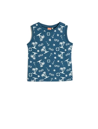 Koton Babyboy Tank Top Printed Round Collar Cotton