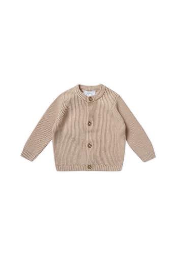 Stellou & friends Cardigan-Strickjacke für Baby & Kleinkind mit Knöpfen in Holz-Optik, Mädchen & Jungen Hochwertige Kleidung aus 100% Baumwolle, Perfekt für Herbst & Winter, Beige 62-68