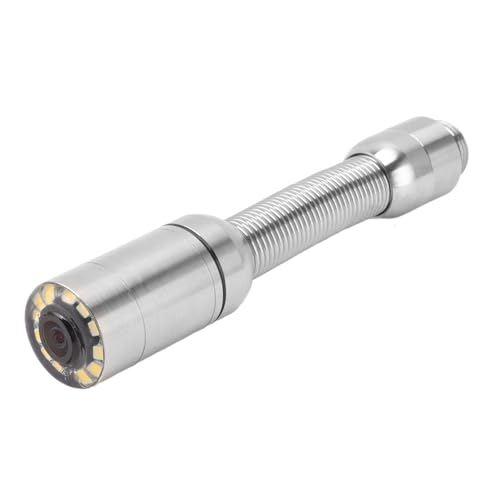Tomvorks 23 -Mm -Abwasserkontroll -Kamerakopf, IP68 Wassersicher, 12 LED -Leuchten, Edelstahl, Geeignet für Rohre, die Größer Als 25 Mm, Flexible Feder, 304 Edelstahlhülse, 140 Grad