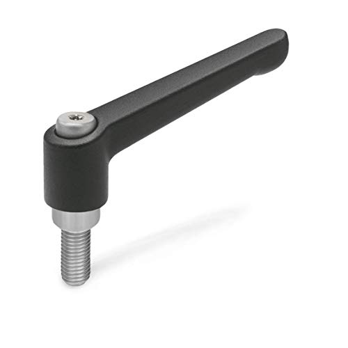 Ganter Normelemente GN 300.1-45-M6-16-SW 1-45-M6-16-SW-Verstellbare Klemmhebel mit Edelstahl-Gewindeschraube, strukturmatt, schwarz, Gewinde: M6x16mm