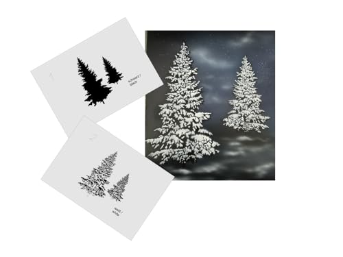 AS-353 Schnee Tannen/Snow fir trees Step by Step Airbrushschablone Größe M