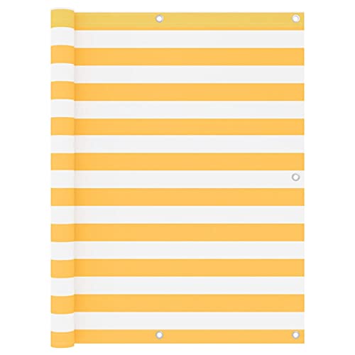 Somanki Balkon-Sichtschutz Weiß und Gelb 120x500 cm Oxford-Gewebe, Balkonsichtschutz, Windschutz Balkon, Windschutz Terrasse, Balkonverkleidung, Sichtschutz Garten - 134910