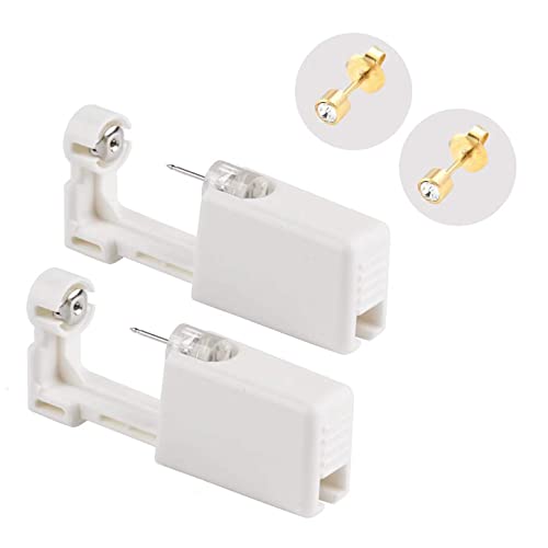 Ohrlochstechpistole, Einweg-Ohr-Piercingpistole mit Ohrsteckern, sicher und schmerzfrei, Mit eingebauten Ohrringbolzen Asepsis Pierce Kit Piercing-Zubehör, 2 Stück
