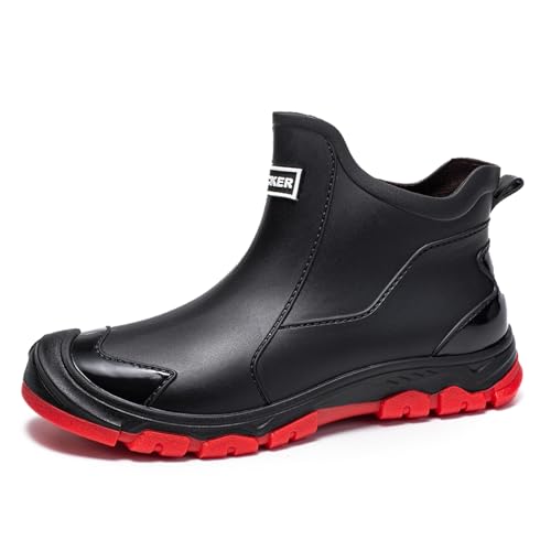 Gugifcto Gummistiefel Herren Damen Stylische Boots Wasserdicht rutschfest Arbeitsschuhe Gartenschuhe Herren Geeignet für Regentag Feuchte Umgebung Red45EU