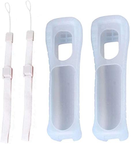 Jaygame 2 x Silikon-Schutzhülle mit Handschlaufe für Nintend Wii Remote (weiß): Video-Game-Controller-Cases, Game Controller Cover, Gamecontroller-Hülle, Schutz vor Staub, Spielen