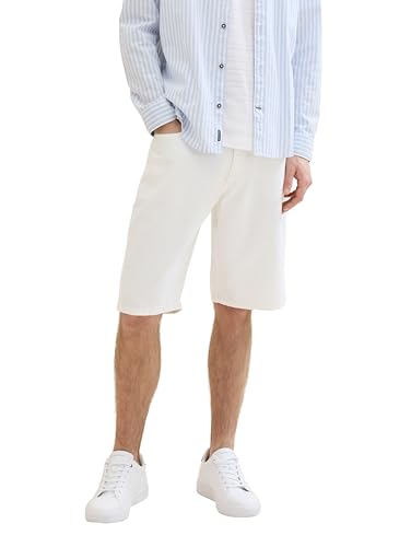 TOM TAILOR Herren Morris Relaxed Fit Shorts, White Denim, 29
