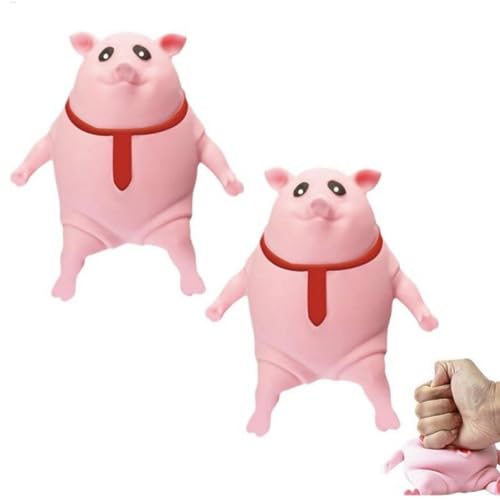 2 Stück Stress Schwein, Schwein Quetsch Spielzeug, Anti Stress Schwein Rosa, Schwein zum Schlagen, Quetsch Spielzeug Schwein, Schubkasten Schwein, Lustiges Quetsch Spielzeug für Kinder Erwachsene
