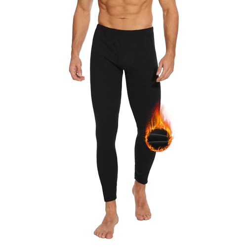 AKKQHH Thermo Unterhosen Herren Lange Warm Thermohose Männer Thermounterwäsche Winter Skiunterwäsche Fleece Funktionsunterwäsche Unterwäsche Hose(Schwarz,XXL)