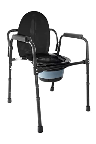 PEPE Mobility - Toilettenstuhl für Senioren, Erwachsene, Höhenverstellbar, WC Stuhl mit Eimer, Nachtstuhl Schwarz