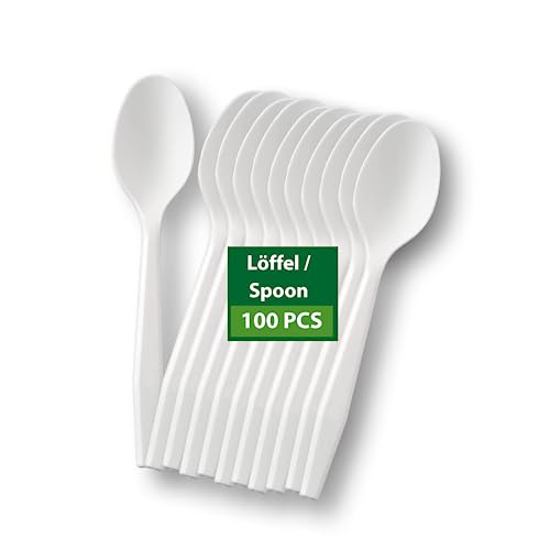 BIODORF Umweltfreundliche Mehrweg Besteck|100 Stück Kompostierbare Löffel|Plastikfrei|Biologisch abbaubar Besteck