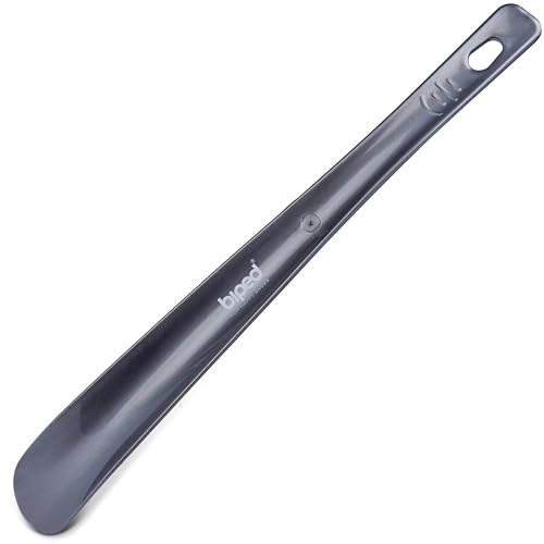 Die Schuhanzieher Schuhlöffel aus Kunststoff 35 cm mit Lochung zum Aufhängen z1555 (metallic-anthrazit)