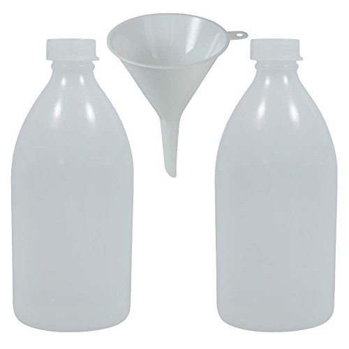 2 x Laborflasche 500 ml aus Kunststoff BPA frei, made in Germany inkl. Einfülltrichter