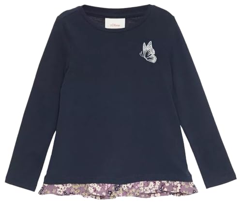 s.Oliver Mädchen 2154912 Langarmshirt mit Rüschenprint, 5952 Blau, 92/98