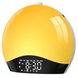 LIORQUE Tageslichtwecker Lichtwecker Sonnenaufgang Sonnenuntergang Simulation, Wecker mit Licht und Wake Up Light, Bluetooth, 18 Farben, 20 Helligkeitsstufen, 22 Klänge - Inklusive Netzadapter