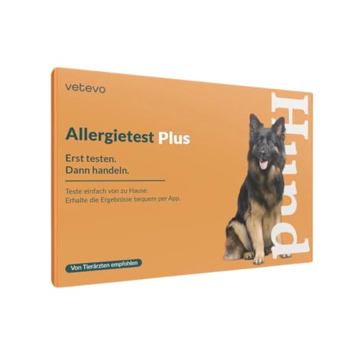 vetevo Allergietest Plus Hund, Unverträglichkeitstest Hunde, bei Juckreiz & Niesen, 175+ Futtermittel Unverträglichkeiten, Gräser, Pollen & Co