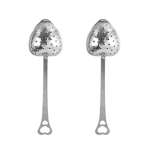 2st Teediffusor Aus Edelstahl Teediffusor Aus Metall in Herzform Teesiebe Tee-werkzeug Teeeier Teefilter Mit Langem Griff Teekorb Mit Aufguss Teekorb Aus Tee-ei Tee Set Herzförmig