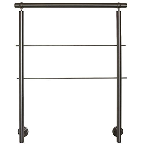 Edelstahl Geländer Handlauf für seitliche Montage 0,8m - 5,95m am Stück für Treppe Balkon Terrasse mit waagerechte Streben - Variante: Länge 080 cm mit 2 Pfosten und 2 Streben Seitenabstand 50mm