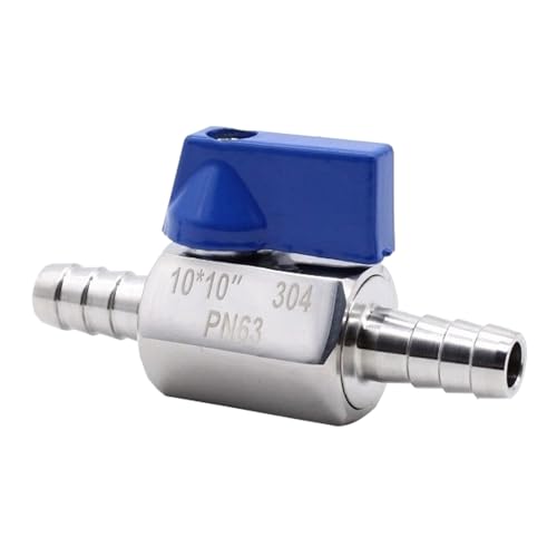 Kugelhahn aus Edelstahl, 10mm Widerhaken Absperrventil Pagodengelenk Garten Armatur für Wasser, Gas, Öl, Kraftstoff