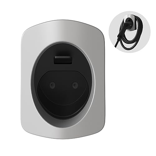 Tera EV Ladegeräthalter Typ2-Ladegerät: Hochbelastbares Material Elektroauto-Wandhalterungsstecker Ladekabelhalter Organizer für alle Wetterbedingungen Elektrofahrzeug-Ladestation Autozubehör Silber