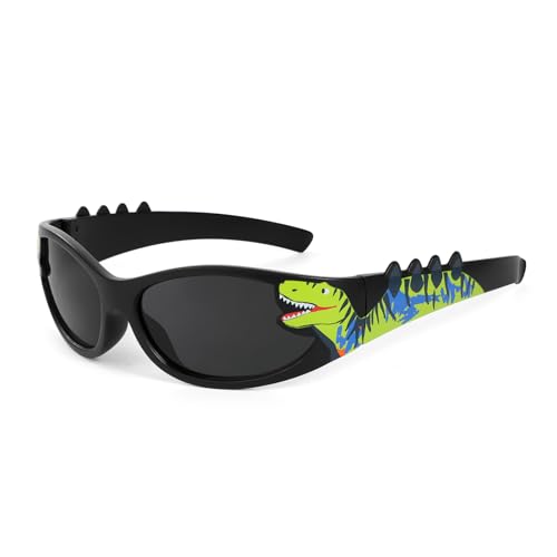 Hifot Sonnenbrille Kinder Jungen Mädchen, Dinosaurier Sonnenbrille Jungen 3-10 Jahren, Mode Kindersonnenbrille Fahrradbrille Kinder Sonnenbrillen mit UV-Schutz, für Ferien Strand Freien Sommer Sport