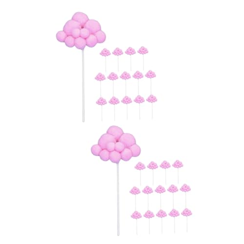 VICASKY 30 Stk Kuchendekoration Cupcake-topper Kuchenlieferanten Geburtstagstorte Kleine Wolkendeckel Kuchen Picks Dessert-topper Party-kuchen-ornamente Partygeschenke Rosa Papier