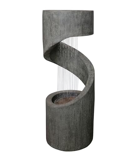 Dehner Gartenbrunnen Ronda, Solarbrunnen frostbeständig, Brunnen für Außen, mit LED Beleuchtung, ca. 79.5 x 31.5 x 31.5 cm, Polyresin, grau